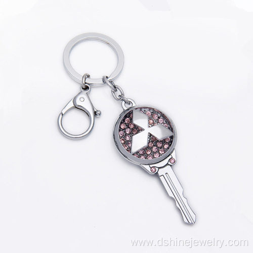 Custom Made Metal Key Shape Keychain Rhinestone Key Rings